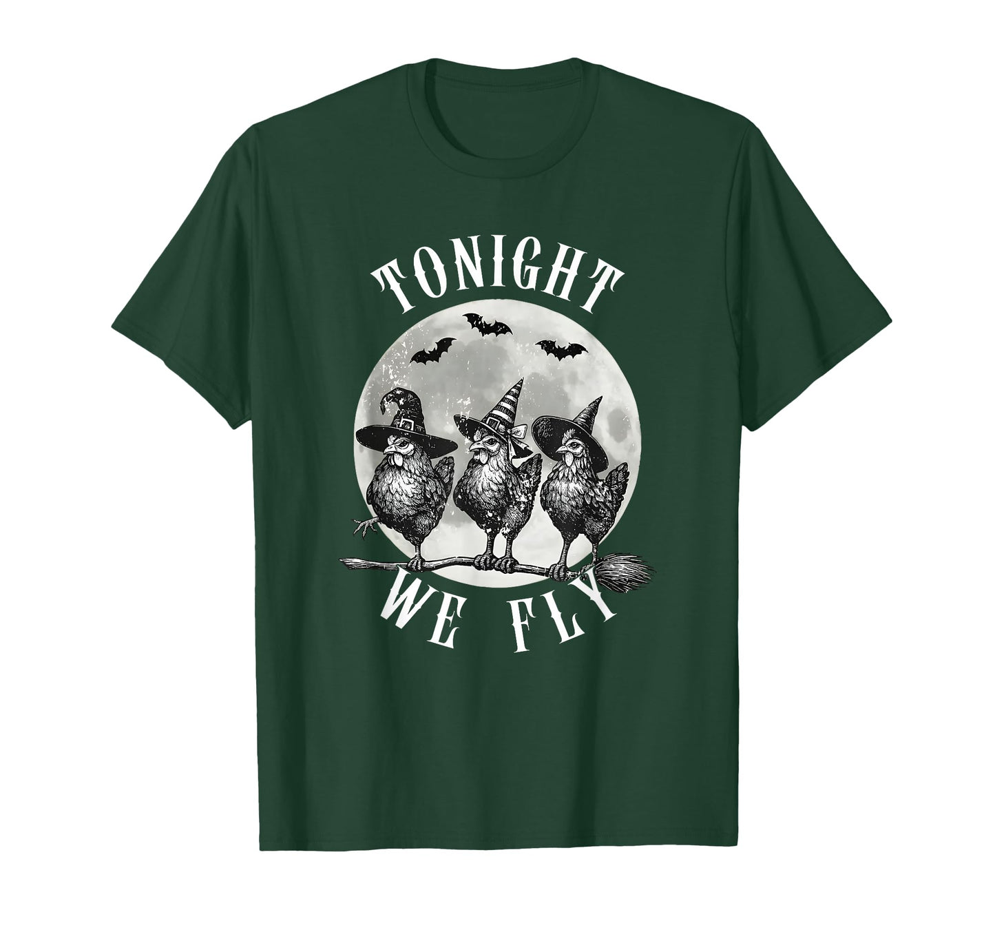 Tonight We Fly, Vintage Chicken Witches Hat and Broom T-Shirt