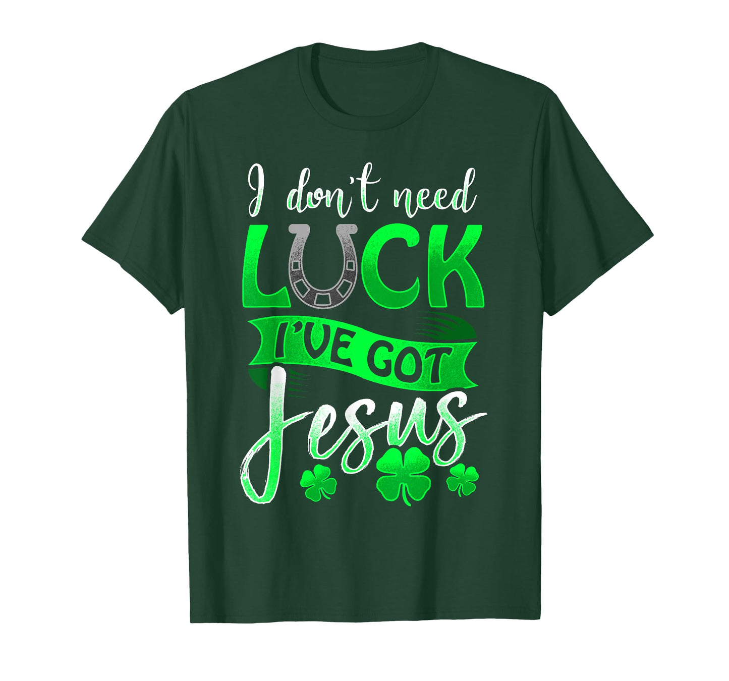 Lucky Irish Holiday by 3C St. Patrick's Day Christian Unisex Black Cotton/Polyester T-Shirt, Small, Short Sleeve, Round Neck, Casual, All Seasons, Letter Print, Horse & Jesus Theme