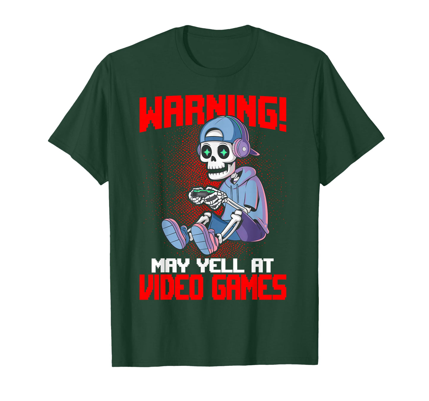 Funny Gaming Warning May Yell At Video Games Gamer Skeleton Gaming Video Games T-Shirt - Unisex, Black, Small, Short Sleeve, T-Shirt