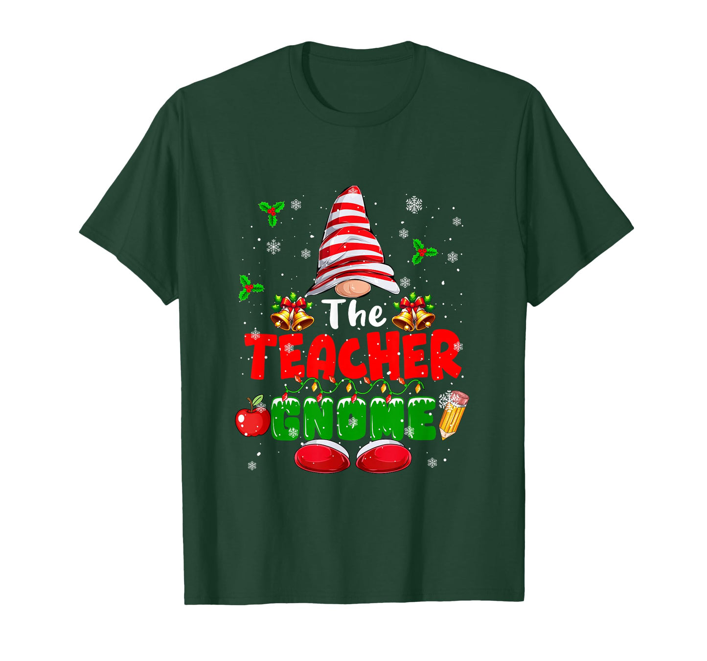 The Teacher Gnome Christmas Colorful Costume Job Team T-Shirt