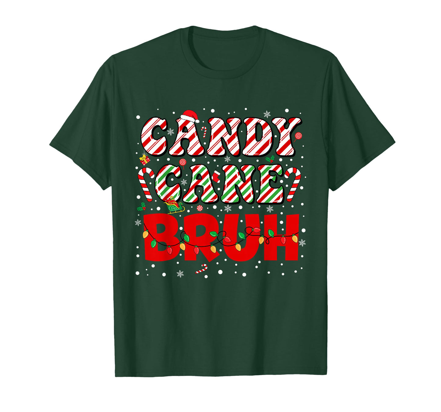 Candy Cane Bruh Christmas Love Candy Boys Girls Kids Xmas T-Shirt