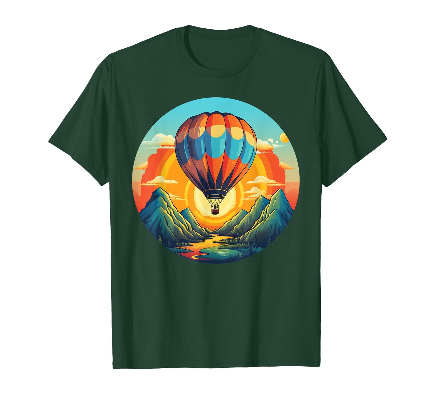 Mountains Sunset Adventures with hot Air Balloon T-Shirt