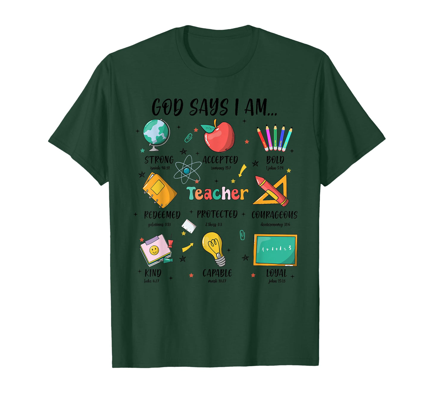 Teacher Christian God Says I Am Bible Verse Religious Teach T-Shirt