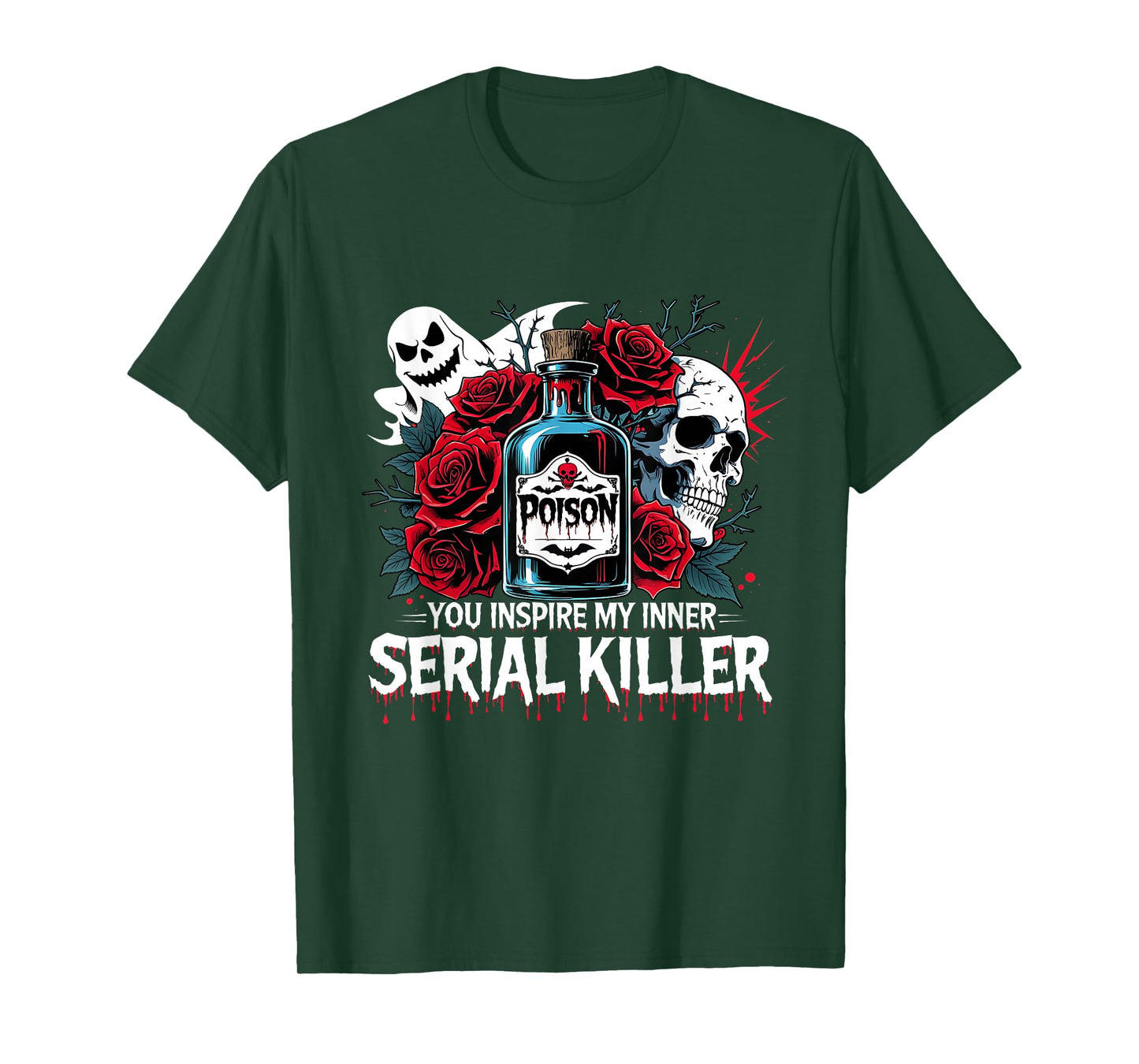 Dark Humor Gothic Mood Skeleton & Roses Tee T-Shirt
