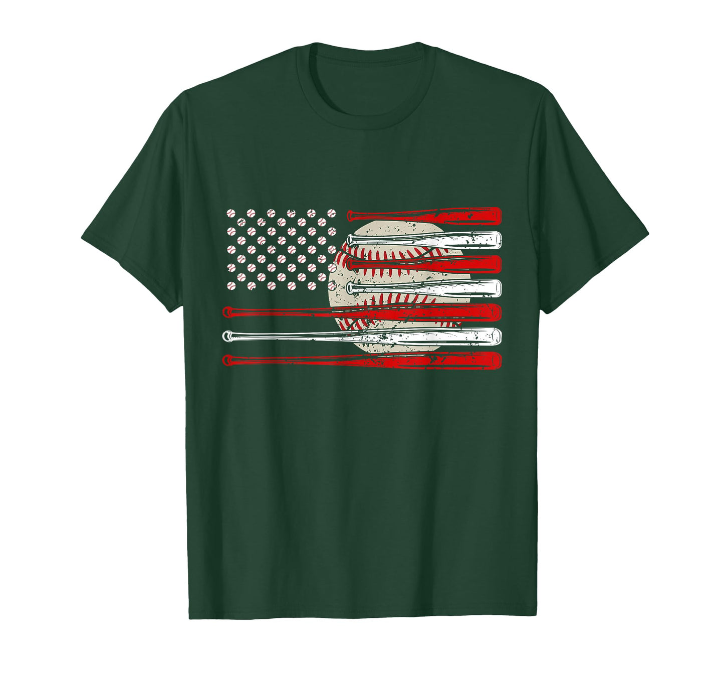 Vintage Baseball American Flag USA For Men Women Dad Mom T-Shirt