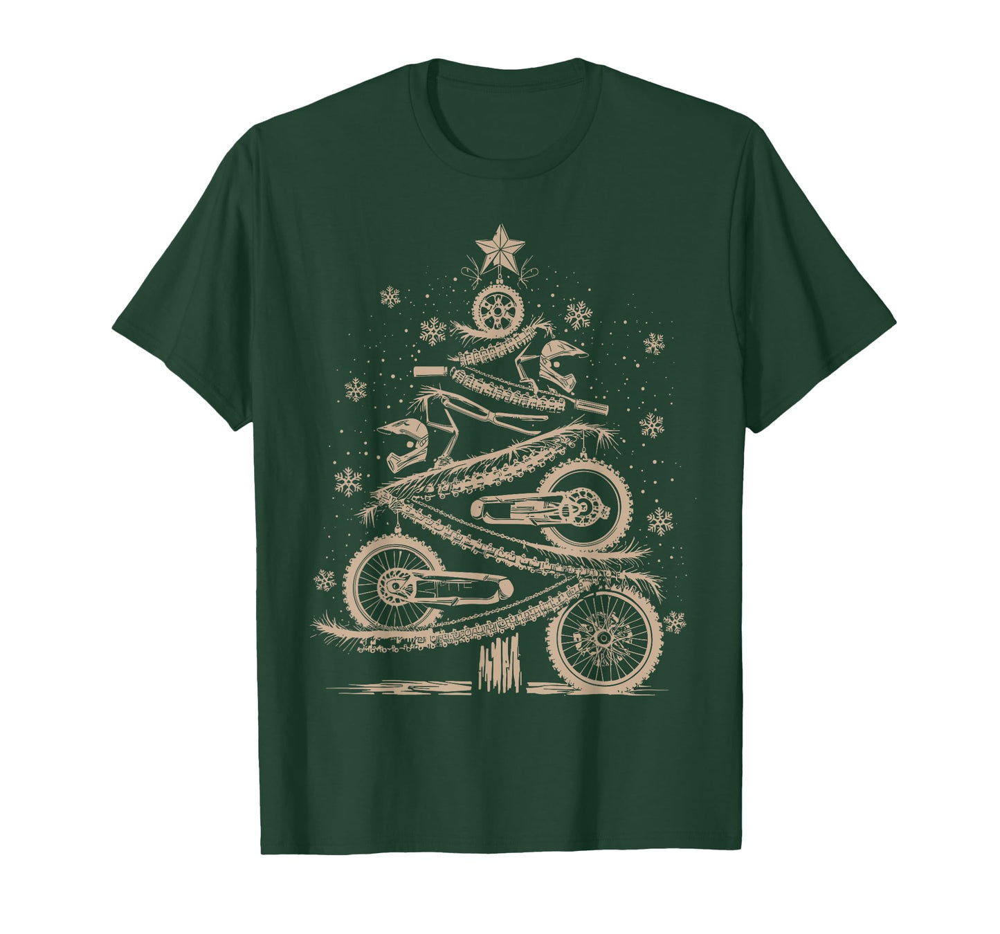 Funny Xmas Motocross Lover Dirt Bike Christmas Tree T-Shirt