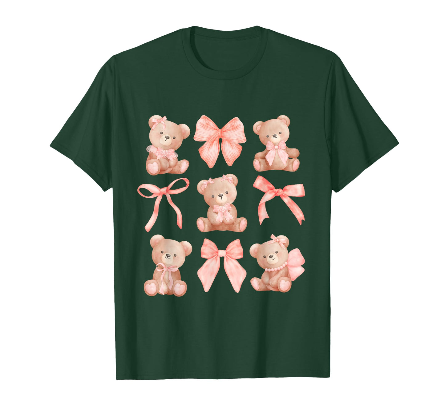 Coquette Teddy Bears Pink Bow Cute Women Girl Birthday T-Shirt