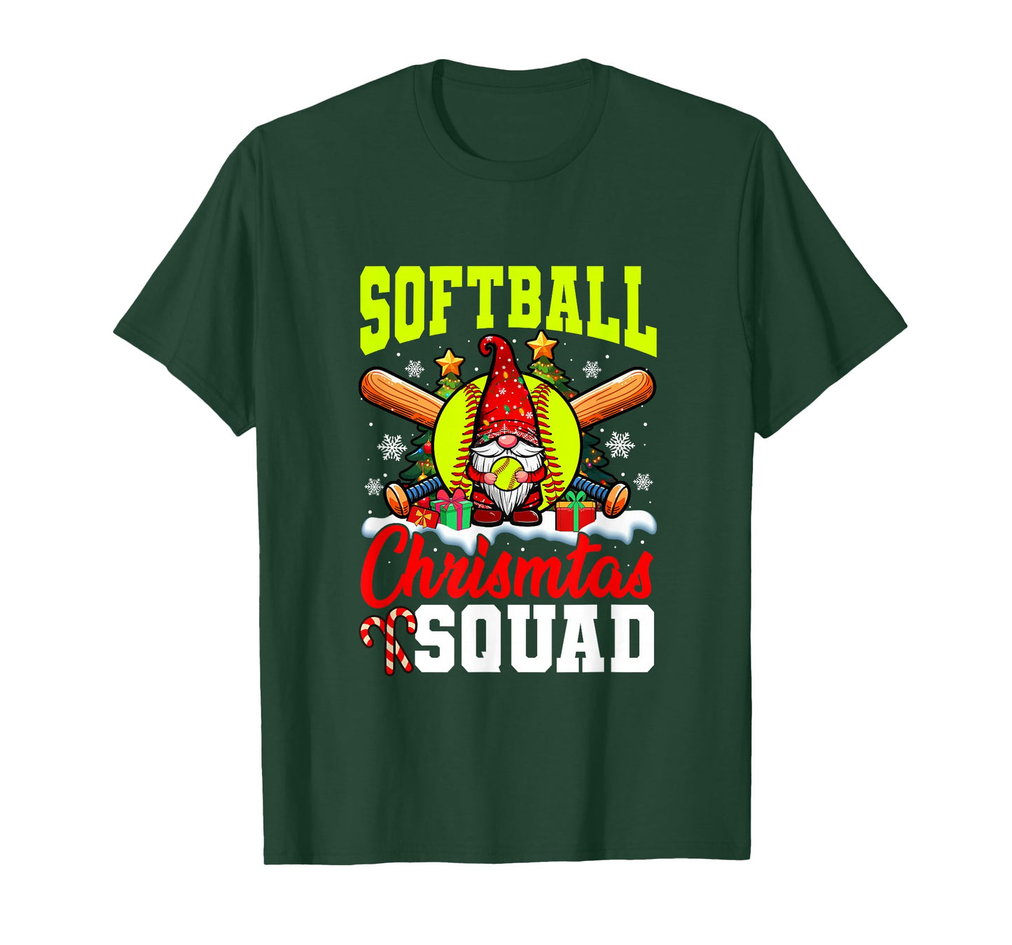 Softball Christmas Squad Player Costume Gnome Lover Kids T-Shirt