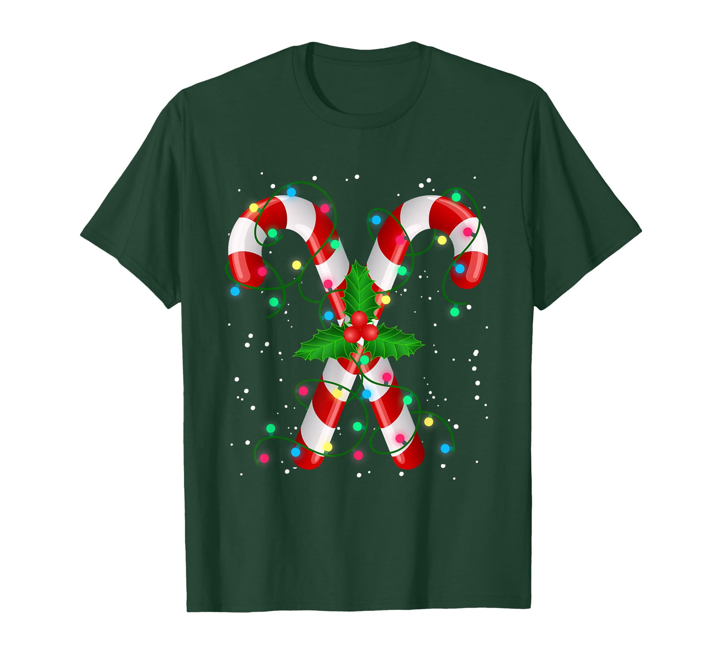 Funny Christmas Candy Cane Santa Lights Xmas Pajama Apparel T-Shirt