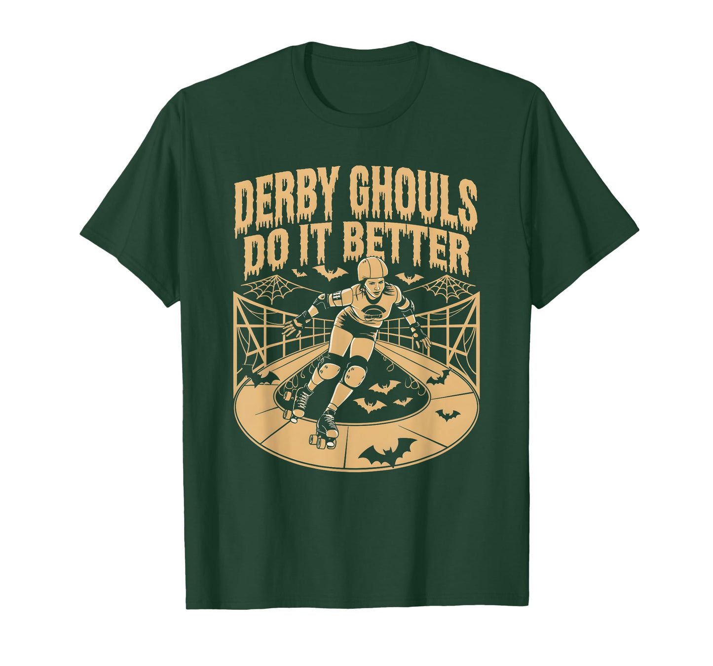 Spooky Roller Derby Enthusiasts Unisex-Adults Halloween Derby T-Shirt
