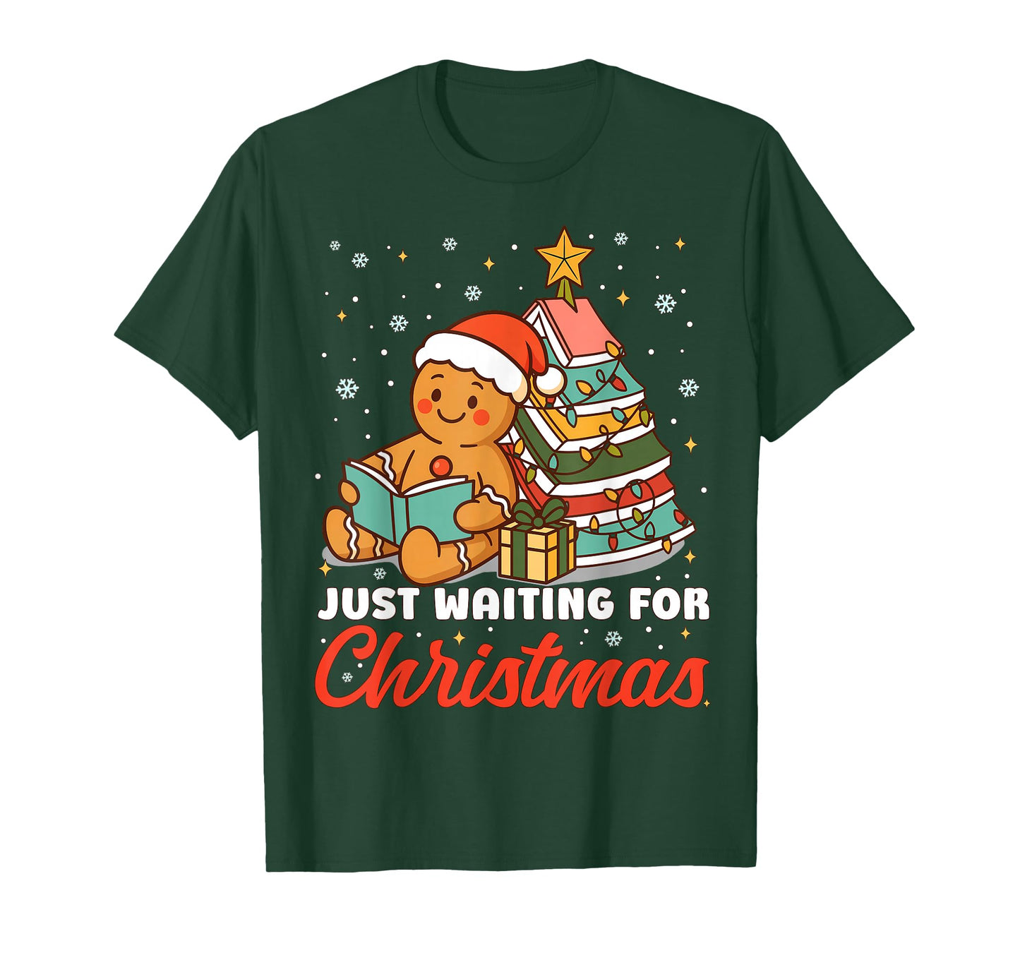 Just Waiting for Christmas Gingerbread Christmas Book Kids T-Shirt