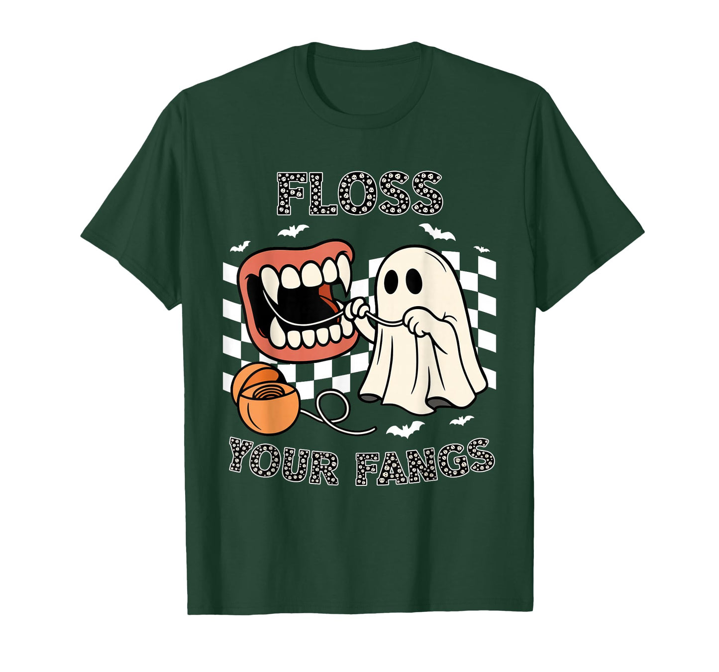 Floss Your Fangs Dental Hygienist Funny Dentist Halloween T-Shirt