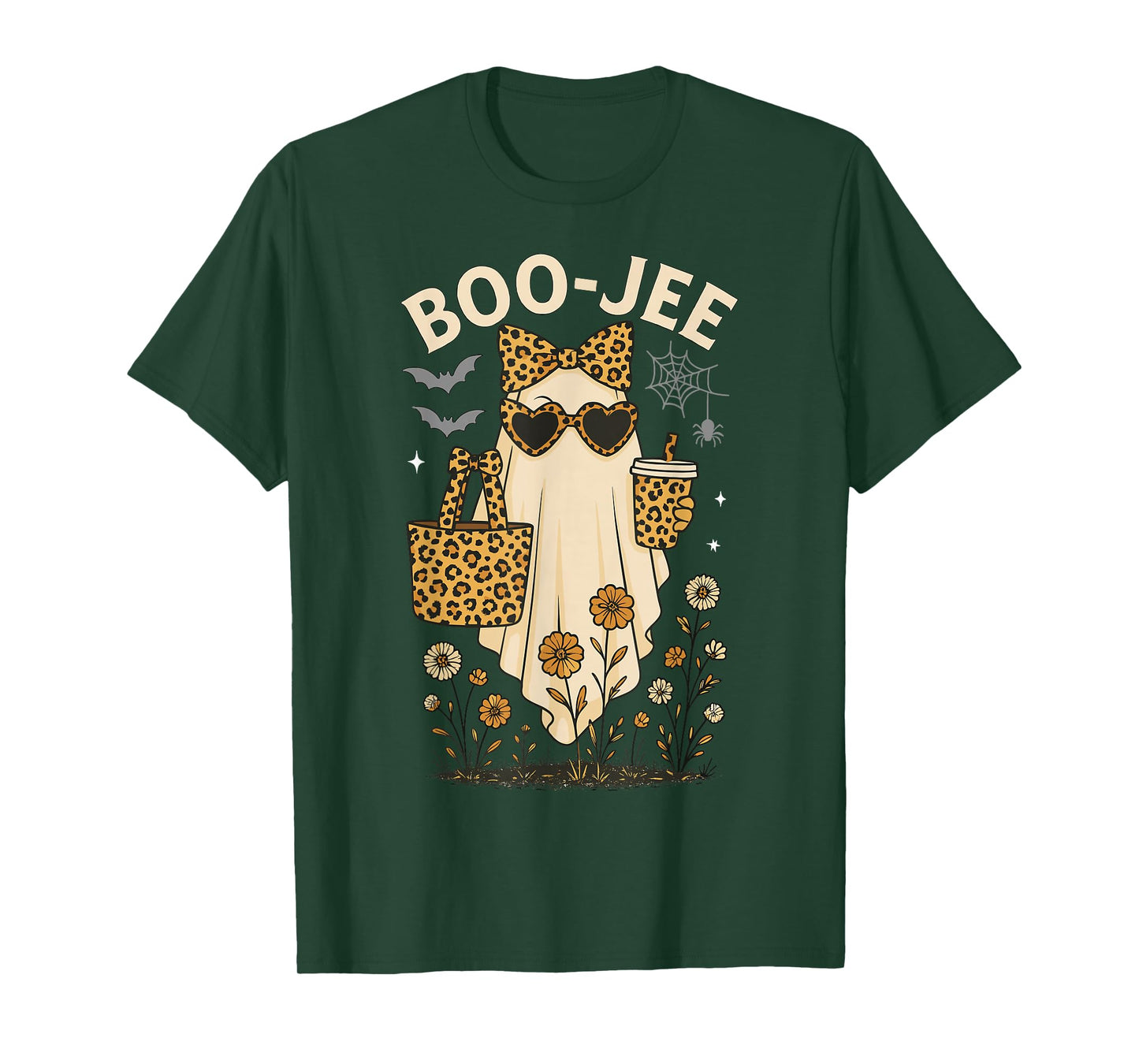 Halloween Boujee Ghost Coquette Leopard Ghost Coffee Boo-JEE T-Shirt