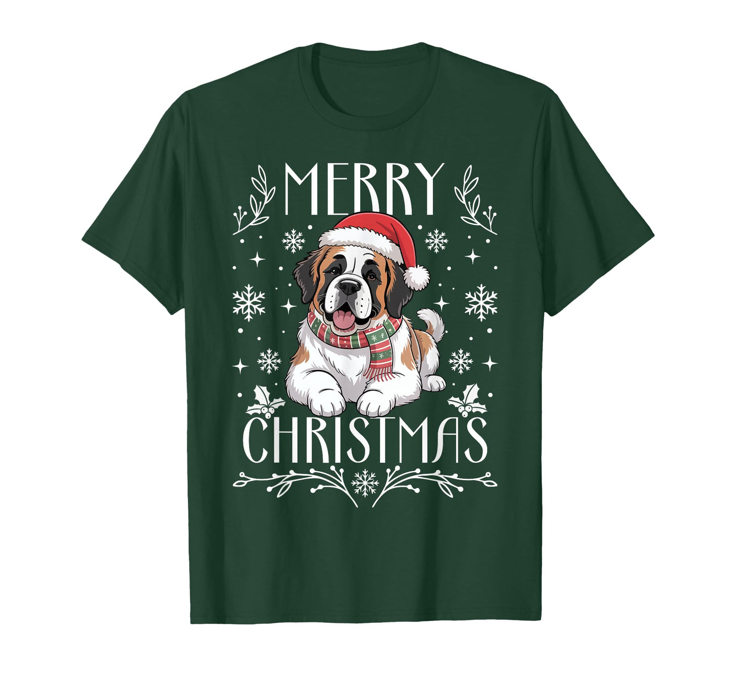 St Bernard Dog Merry Christmas Funny Ugly Christmas T-Shirt