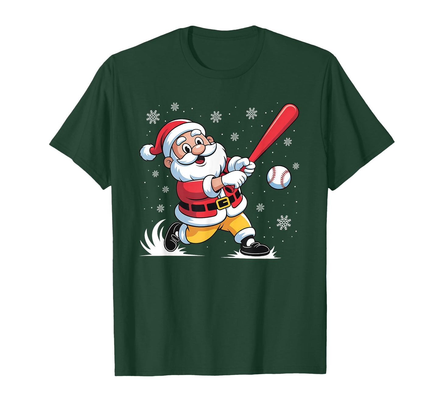 Santa Playing Baseball Christmas Baseball Player Boys Men T-Shirt
