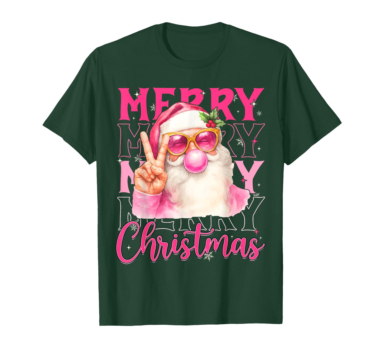 Merry Christmas Pink Santa Claus Bubblegum Men Women Kid T-Shirt