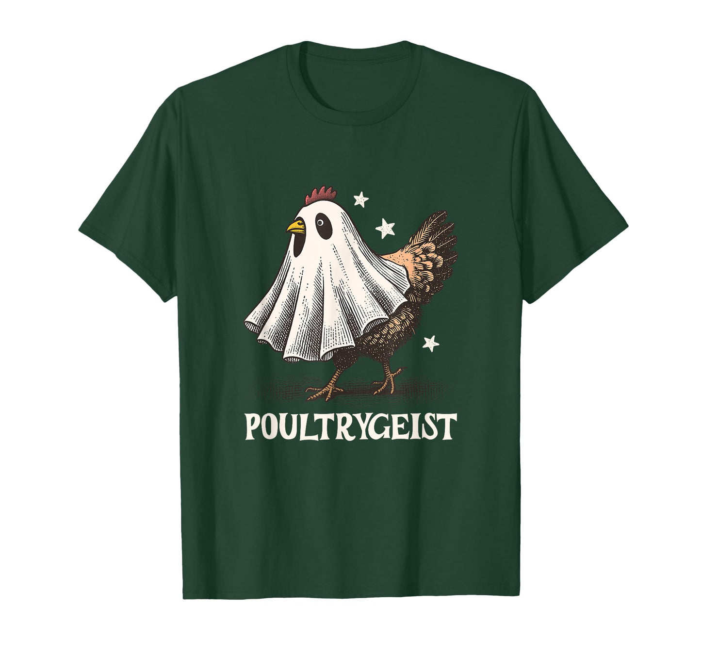 Chicken Ghost Poultrygeist Funny Halloween Farmer T-Shirt