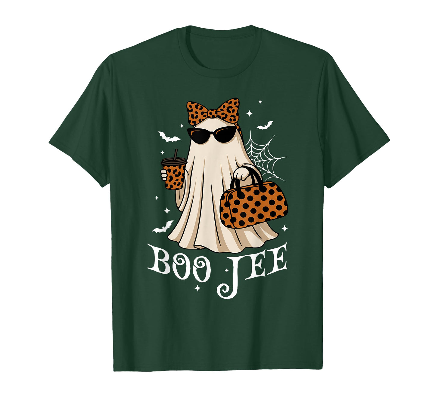 Coquette Leopard Ghost Coffee Boo-JEE Halloween Boujee Ghost T-Shirt