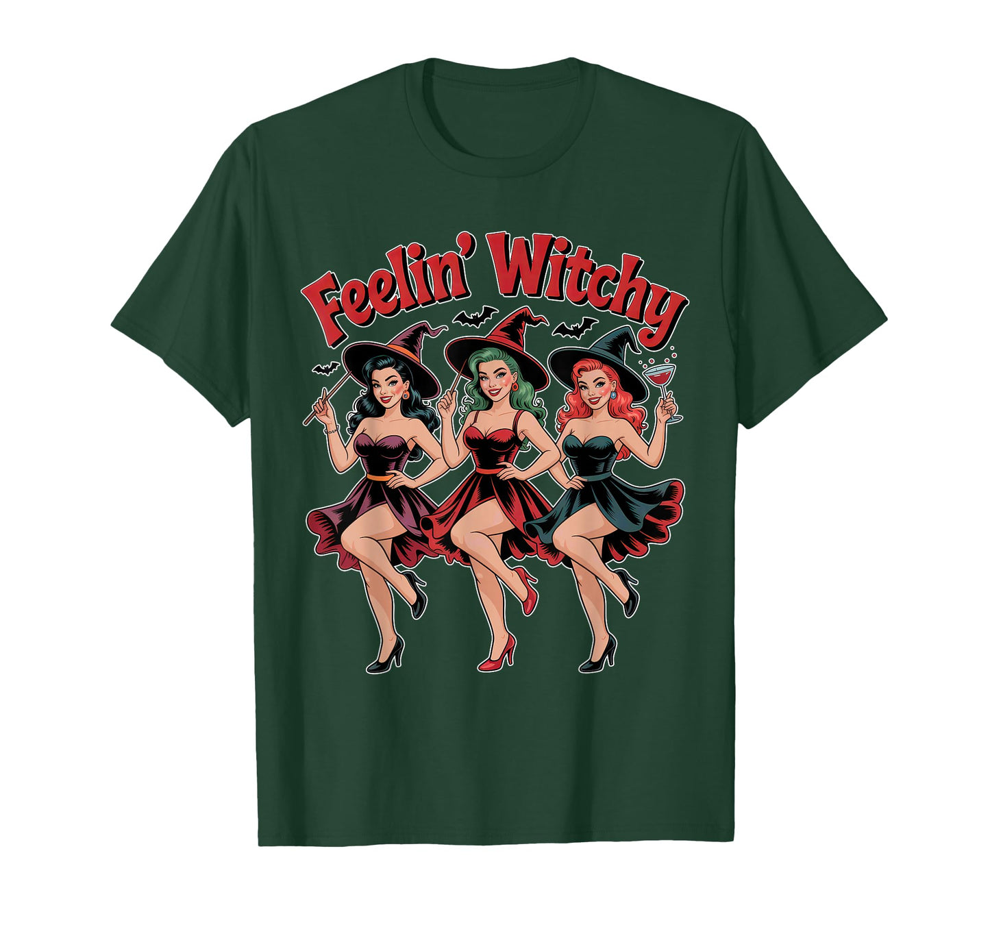 Funny Retro Cute Feelin Witchy Halloween Witch T-Shirt