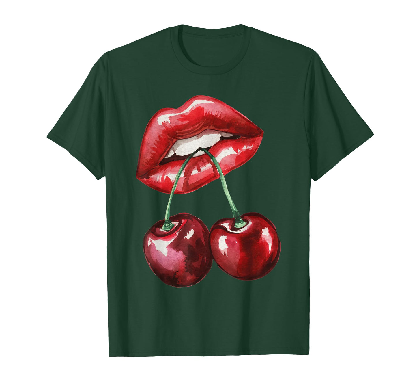 Sexy Lips Cherry Trendy Vintage Retro Cherry Valentines Day T-Shirt