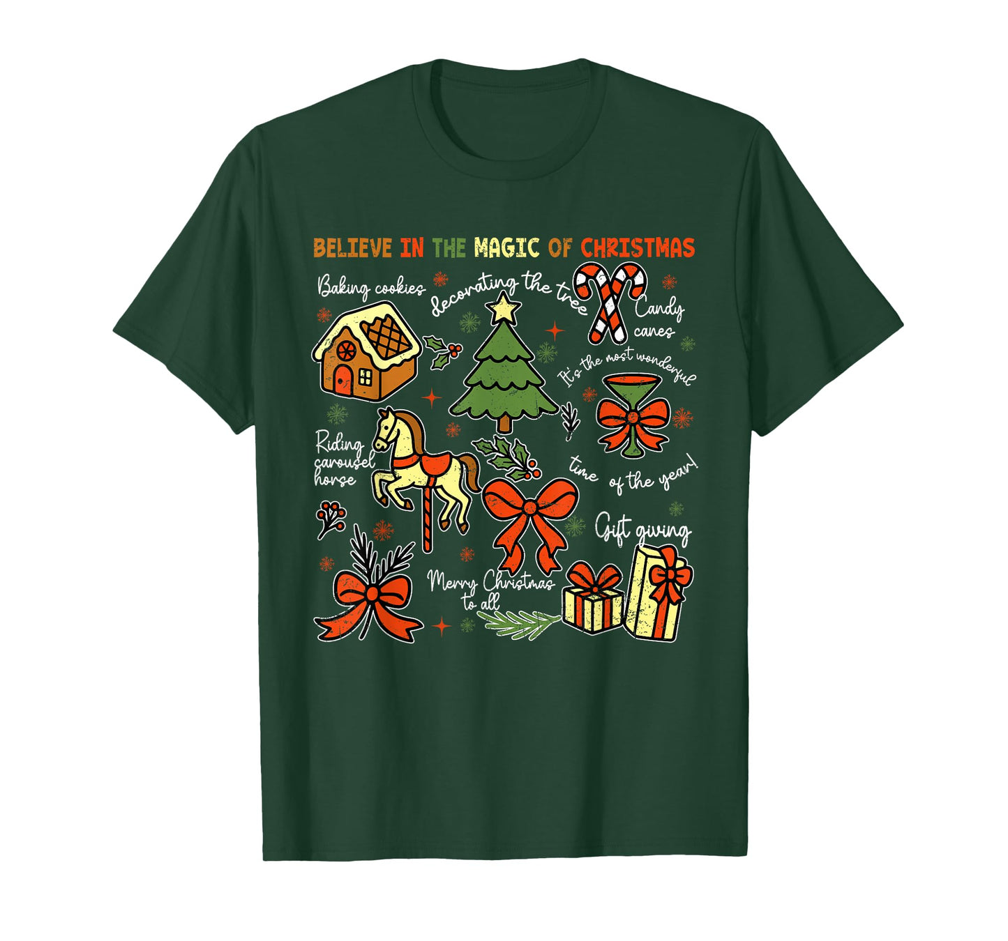 Believe in The Magic of Christmas Santa Claus Xmas T-Shirt