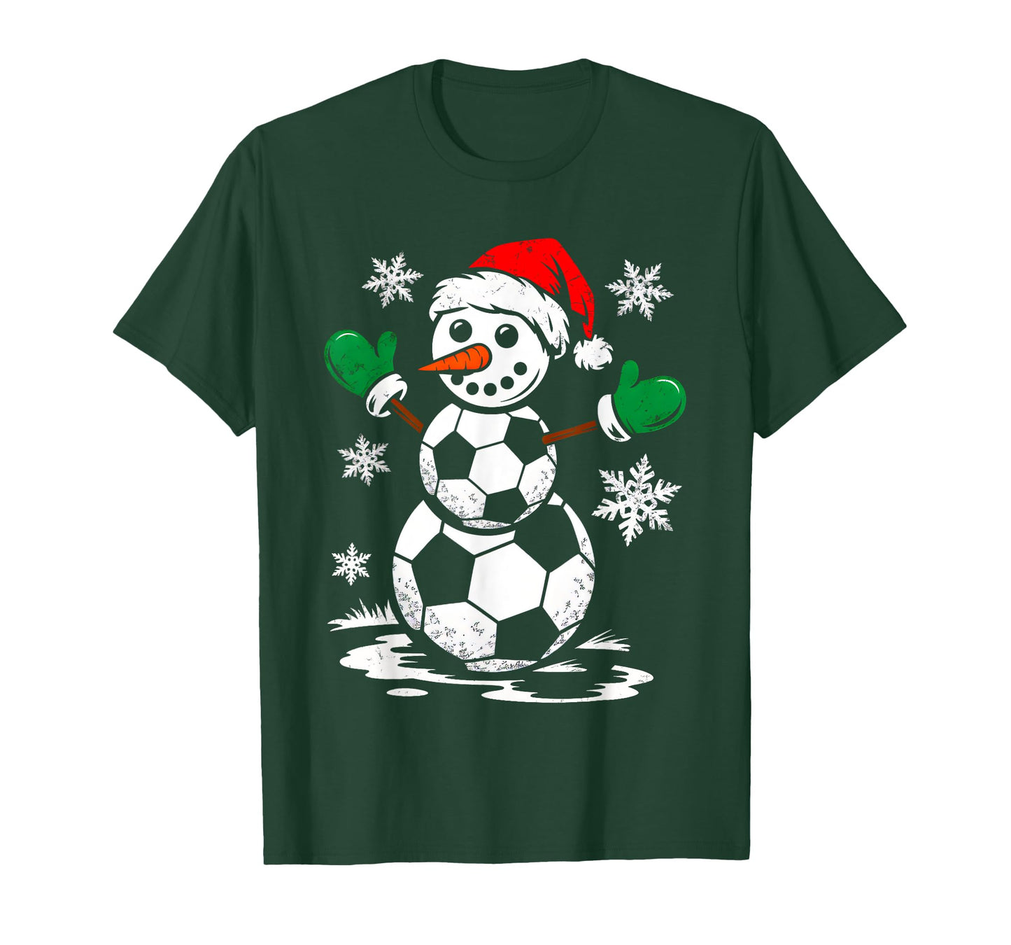 Soccer Santa Hat Snowman Xmas Funny Soccer Lover Christmas T-Shirt