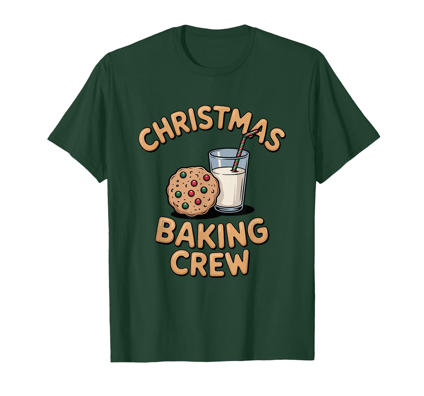 Cookie Christmas Baking Crew Milk Design T-Shirt