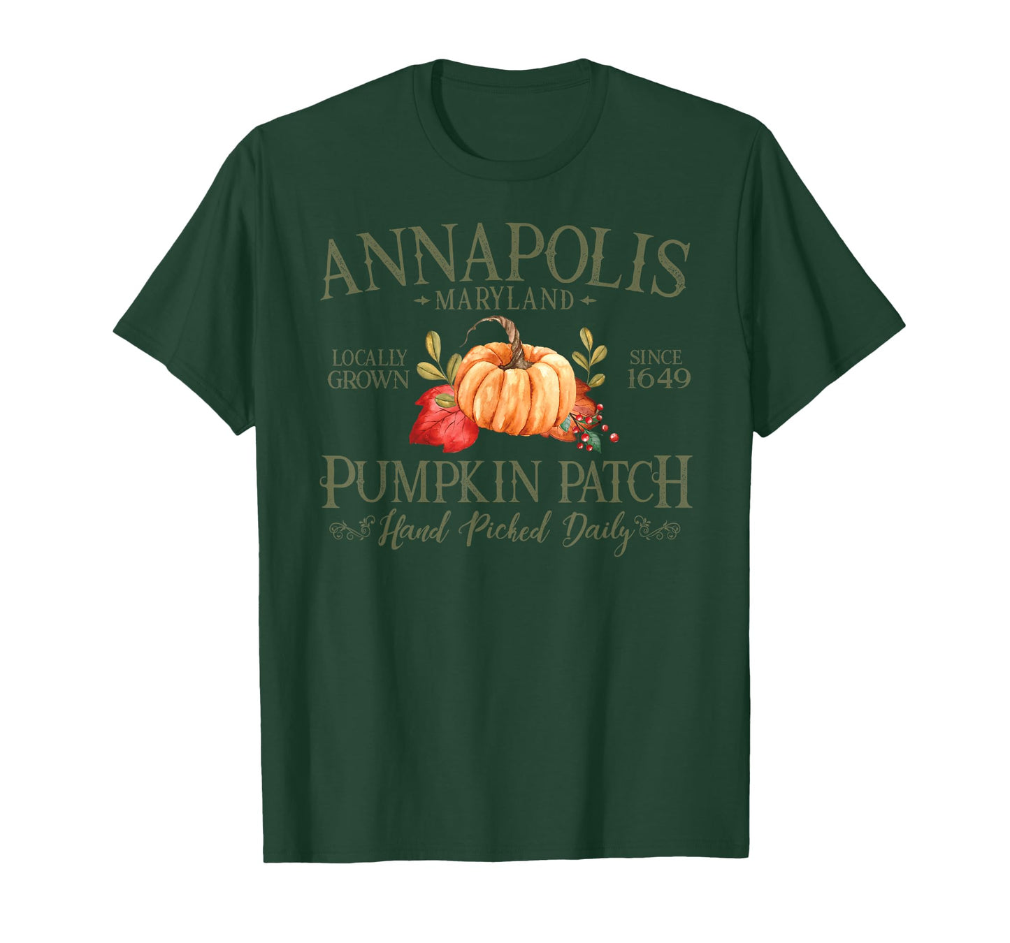 Annapolis Maryland Pumpkin Patch Fall Olive Letters T-Shirt
