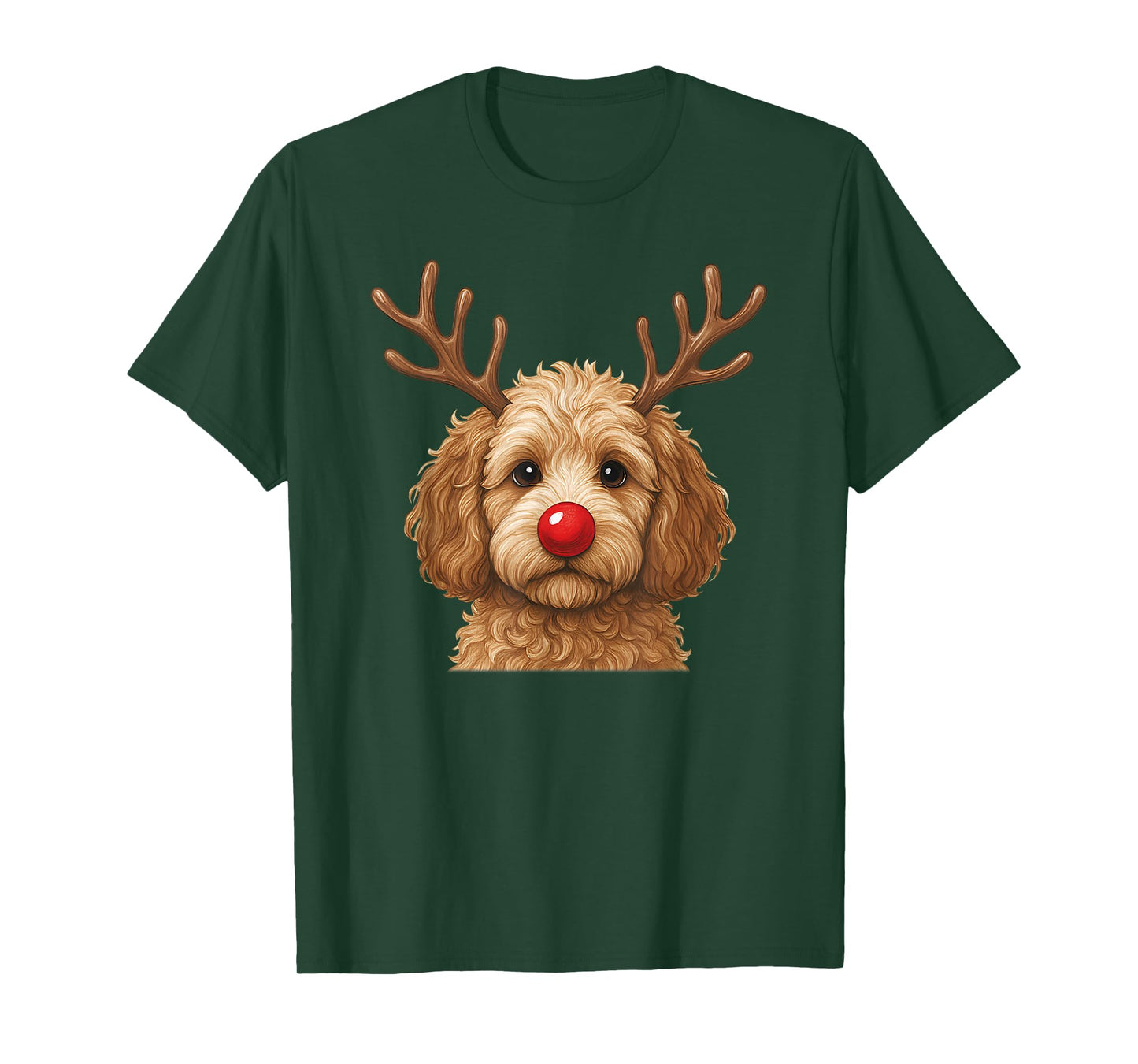 Cute Christmas Dog Poodle Deer Dog Lover Outfit T-Shirt