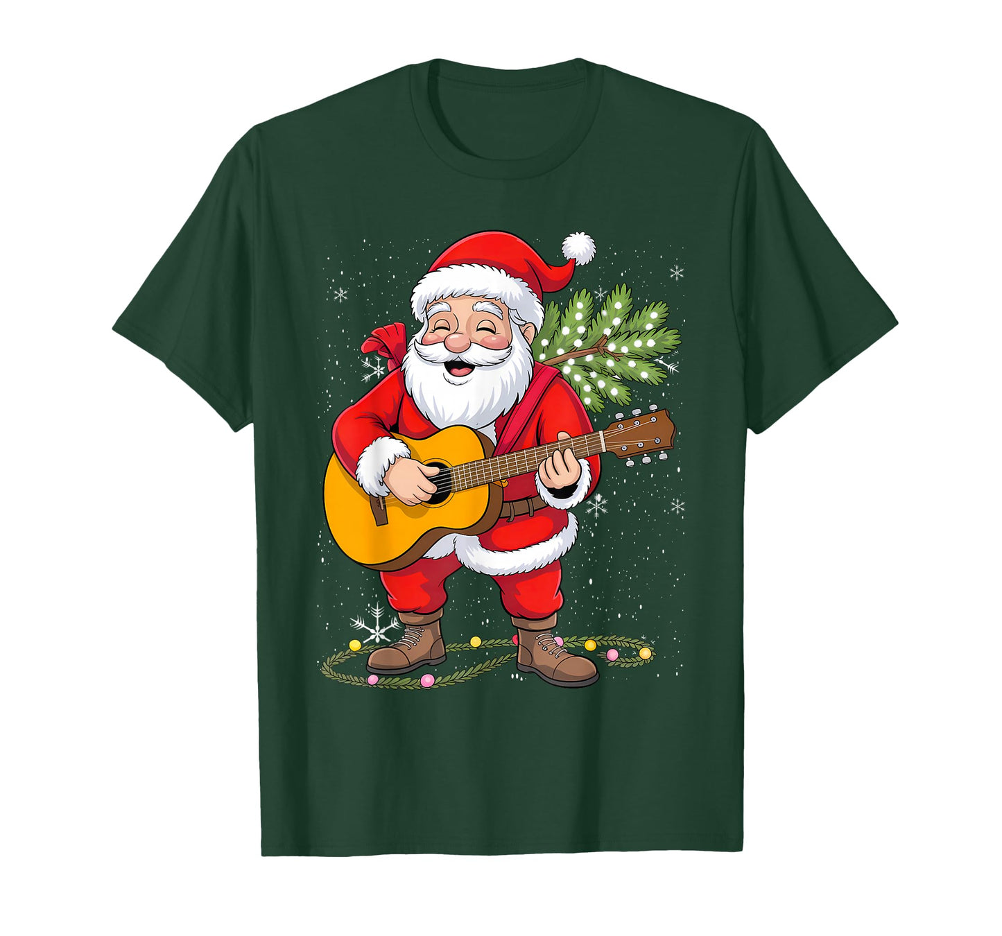 Santa Playing Guitar Christmas for Players T-Shirt