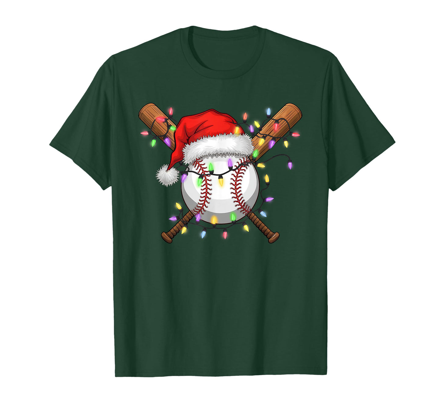 Christmas Baseball Player Santa Hat Sports Men Boys T-Shirt