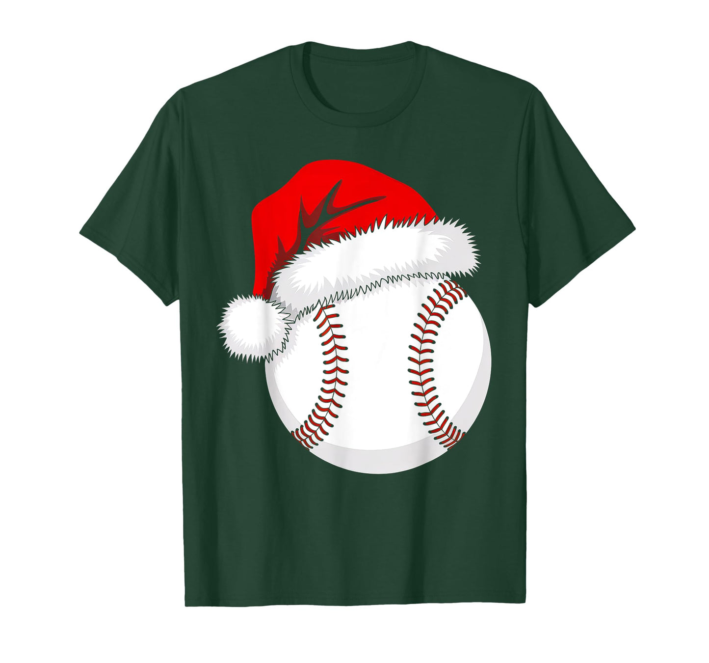 Christmas Baseball Funny Xmas Santa Hat Boys Teens Kids Men T-Shirt