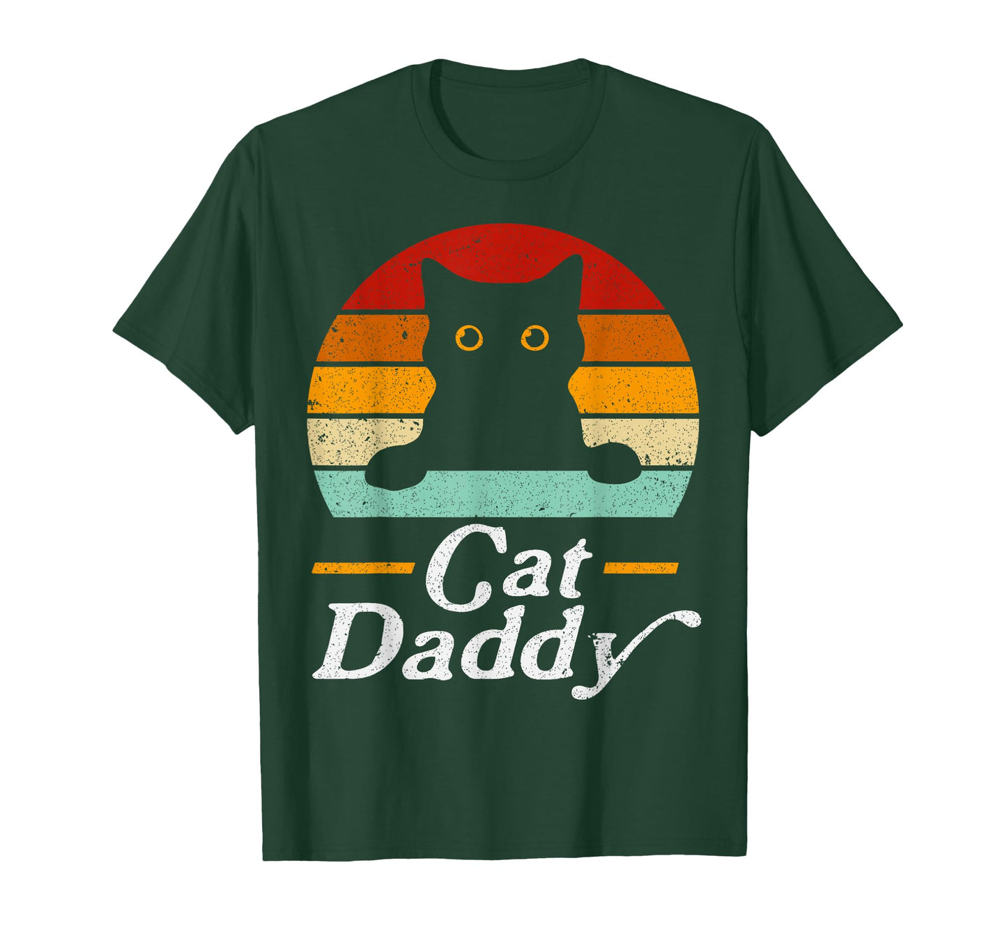 Black Cat Daddy Retro Birthday & Father's Day Cat Dad Mens T-Shirt