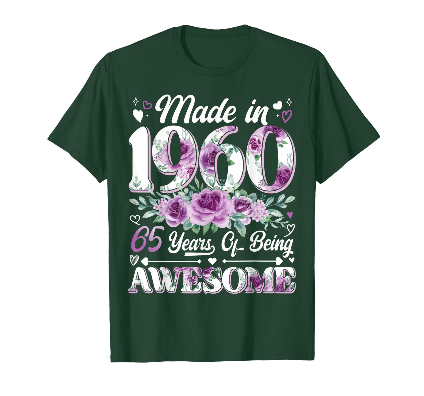 65 Year Old Made In 1960 Floral 65th Birthday Women T-Shirt