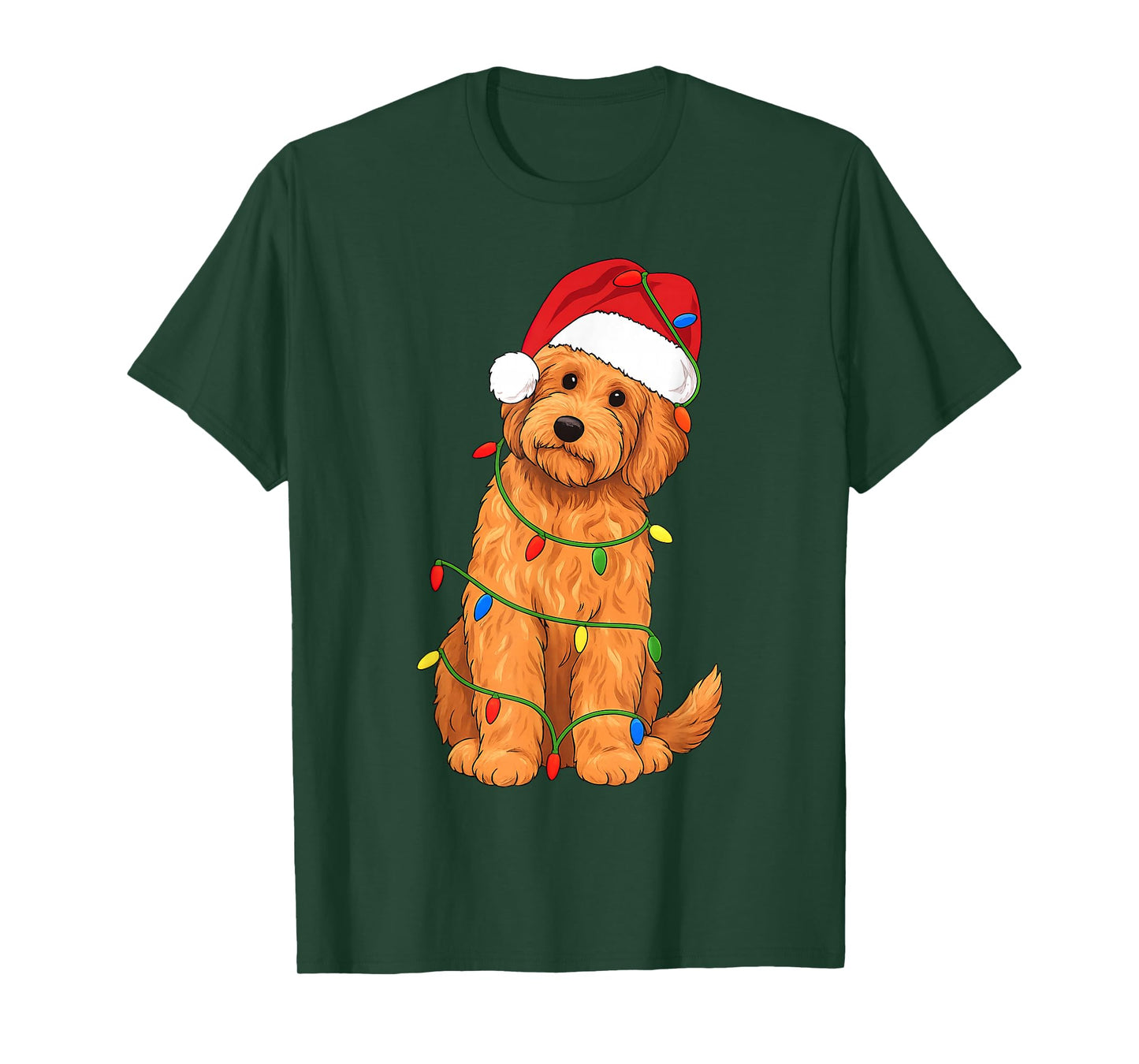 Goldendoodle Christmas Tree Lights Holiday Dog Lover T-Shirt