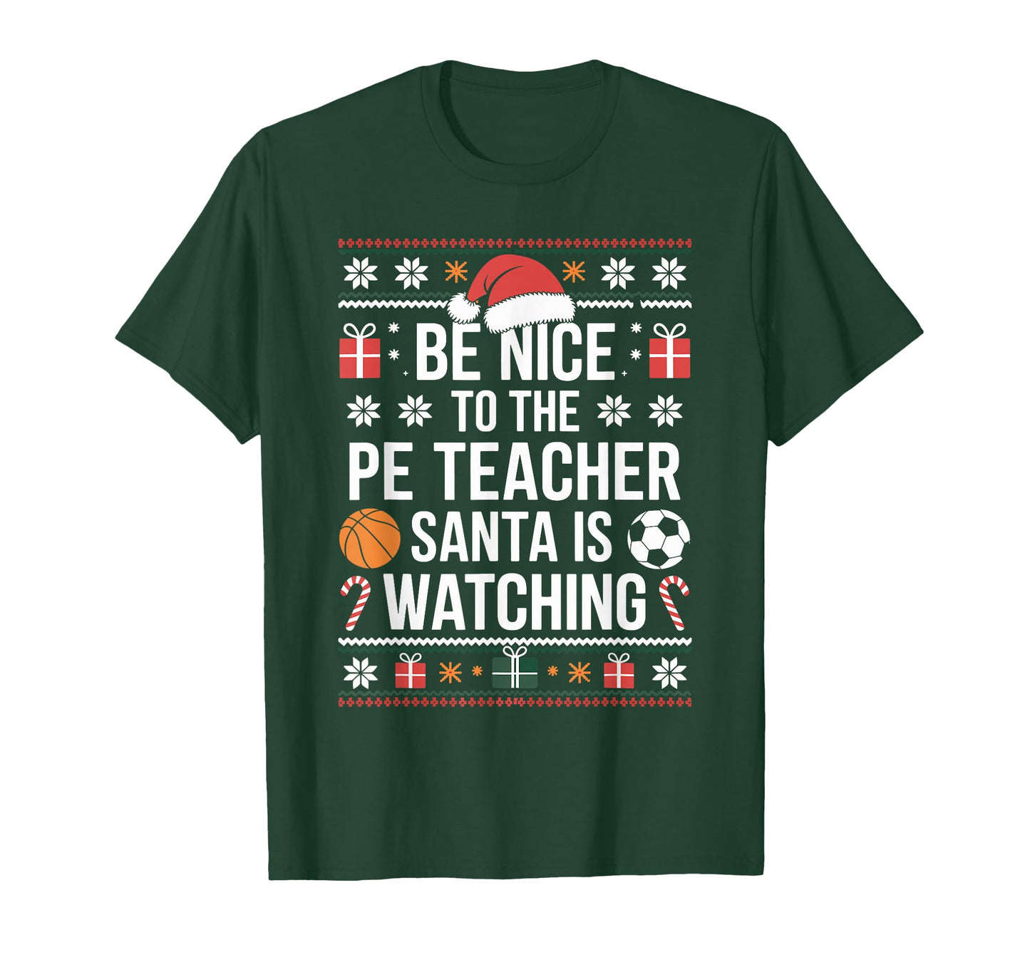 PE Teacher Ugly Christmas Sweater Physical Education Xmas T-Shirt