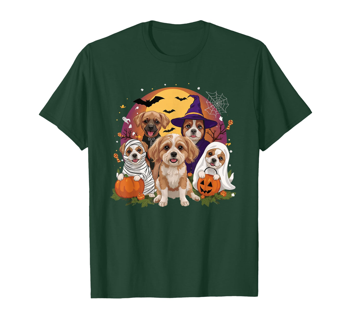 Cute Mummy Witch Ghost Halloween Dog Costume Men Women Kids T-Shirt
