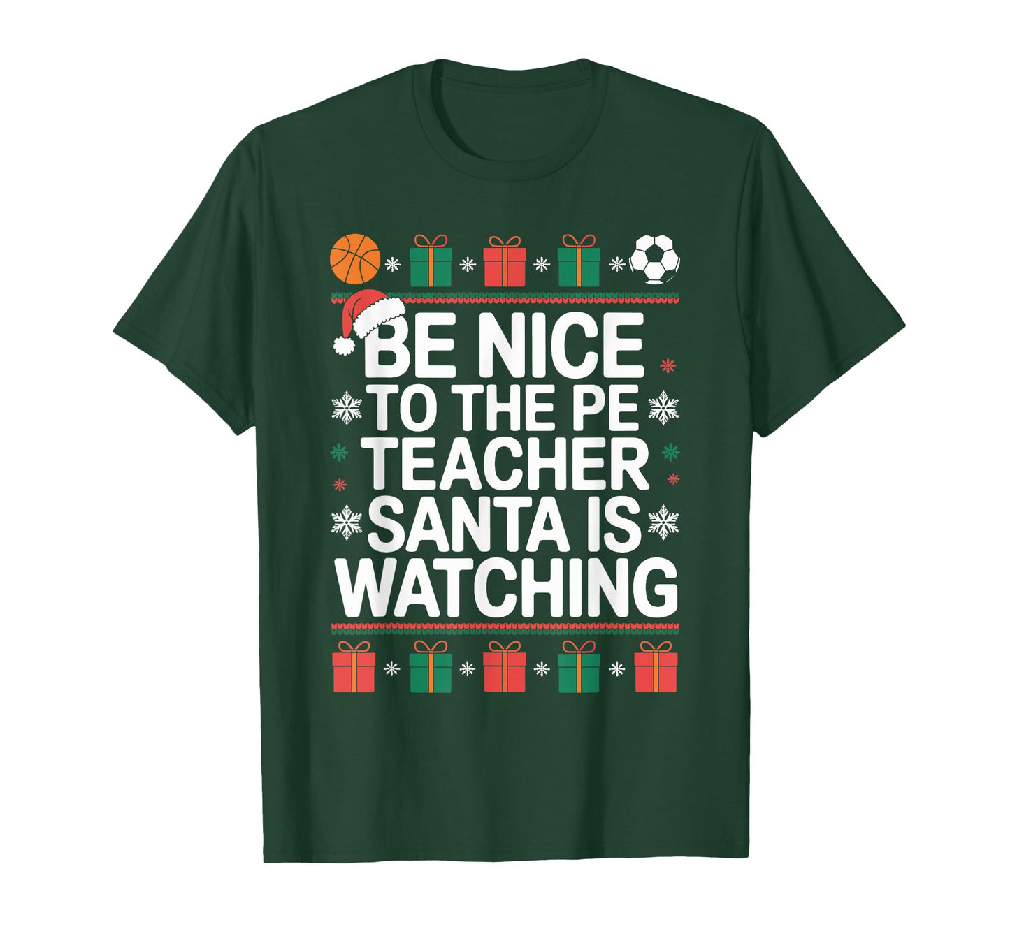 PE Teacher Ugly Christmas Sweater Physical Education Xmas T-Shirt