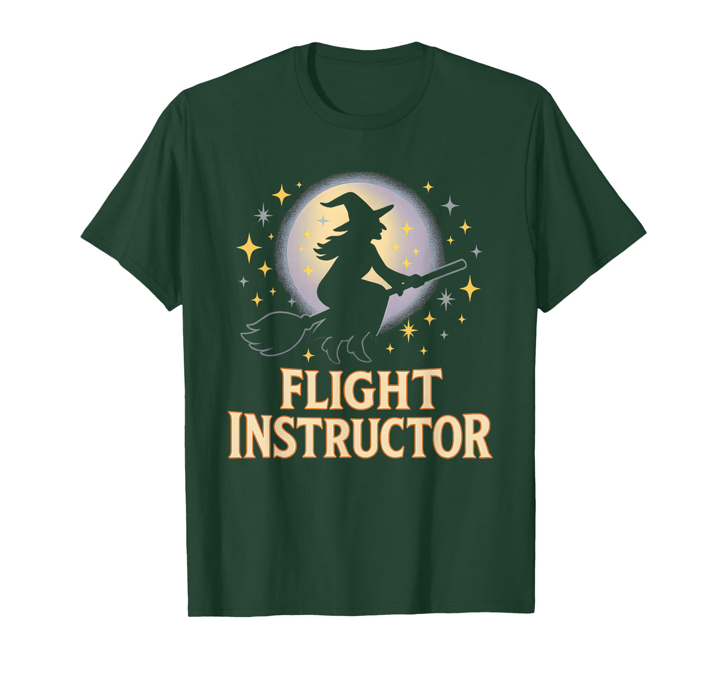 Flight Instructor Witch Riding Broomstick Funny Halloween T-Shirt