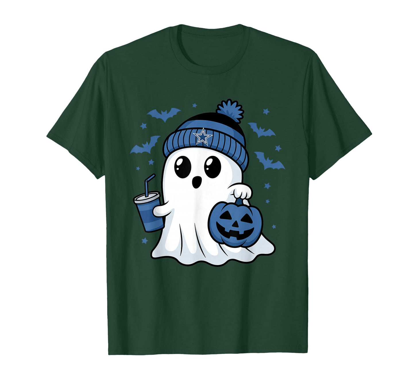 Vintage Dallas Ghost Cute Ghost Halloween Blue Pumpkin T-Shirt