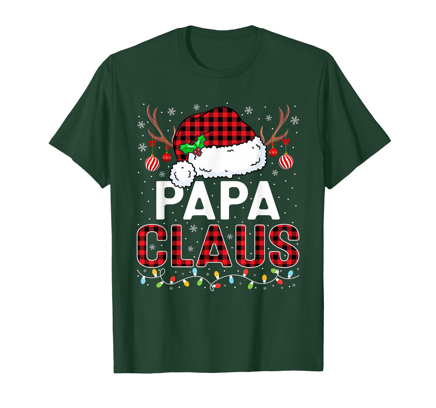 Christmas Lights Papa Claus Family Matching Xmas Pajama T-Shirt