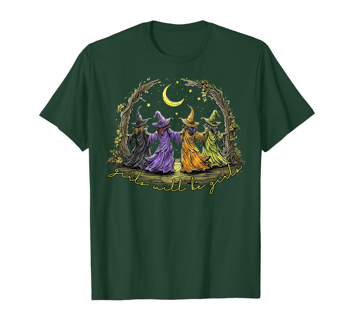 Halloween Spooky Witch Girl Will Be Girls Feminist Women T-Shirt