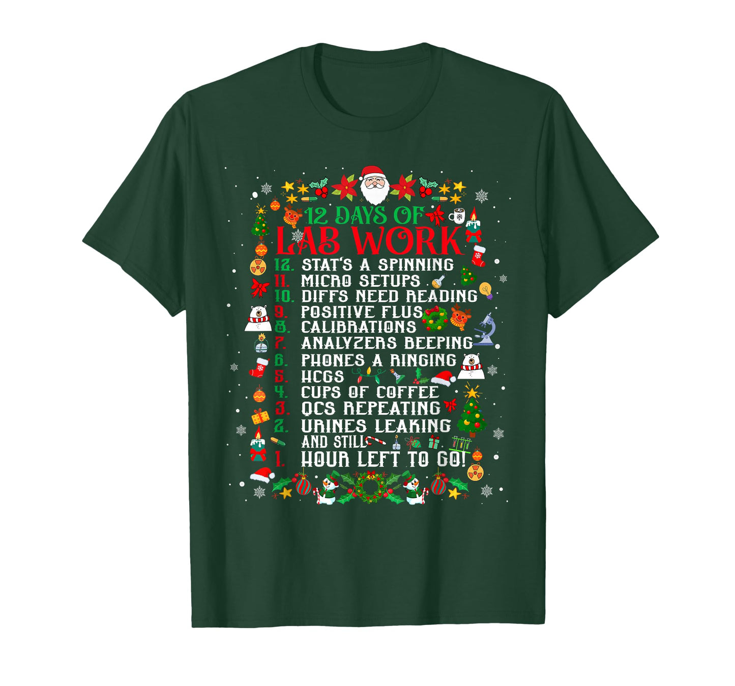 12 Days of Lab Work Medical Laboratory Scientist Christmas T-Shirt