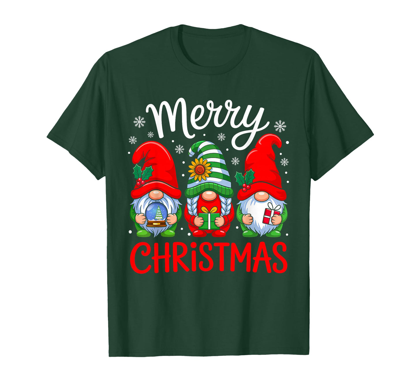 Cute Gnomes Merry Christmas Light Family Gnome Xmas Matching T-Shirt