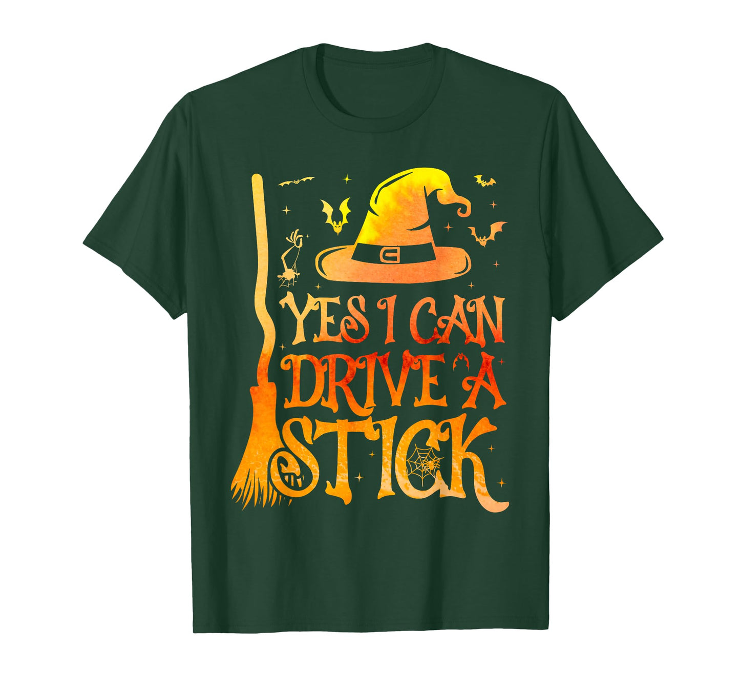 Yes I Can Drive A Stick Funny Witch Halloween T-Shirt