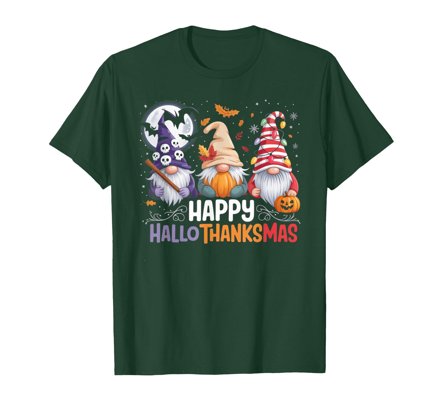 HalloThanksMas Gnomes Halloween Thanksgiving T-Shirt