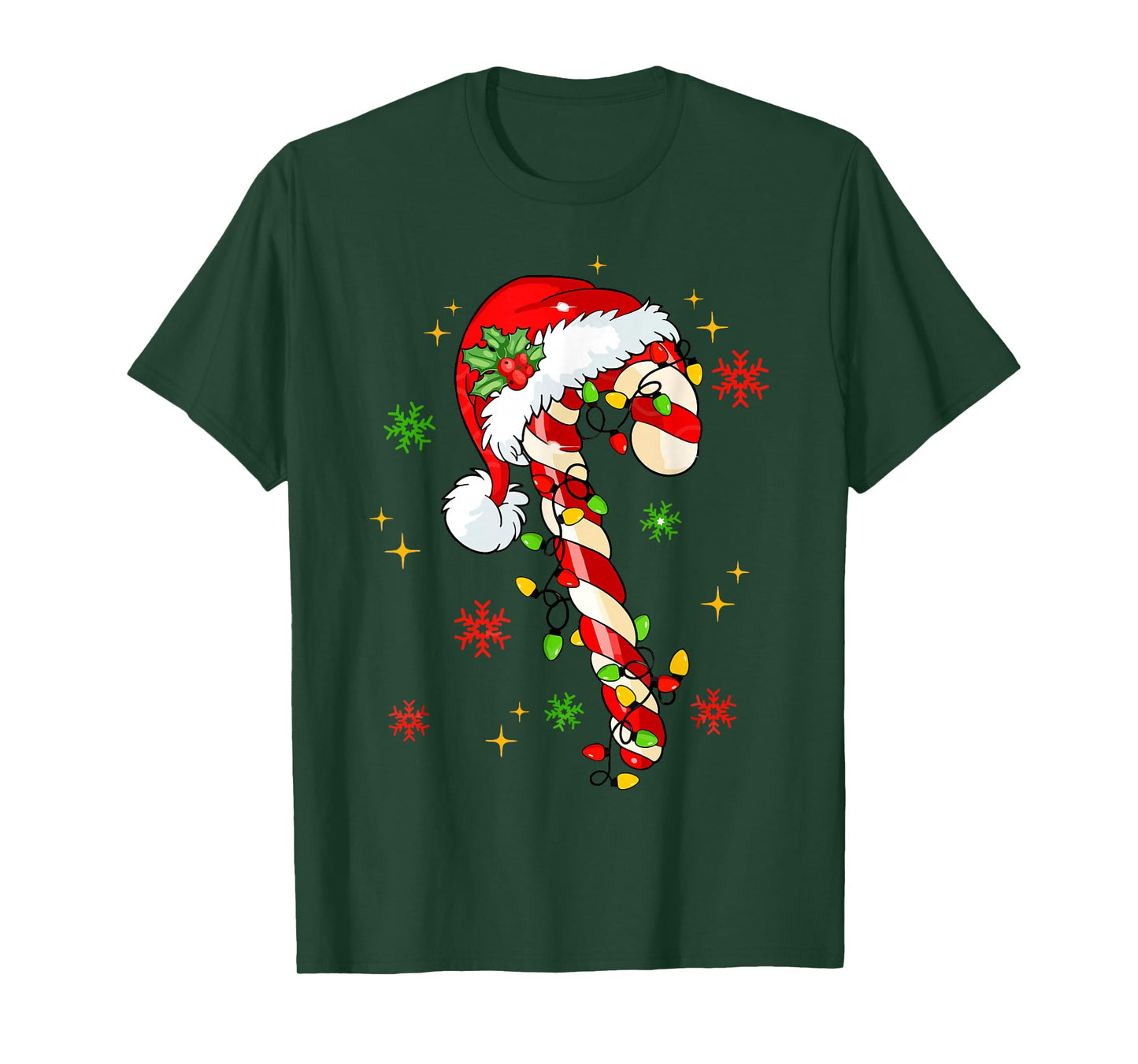 Funny Candy Cane Christmas Santa Hat Kids Toddler Women Men T-Shirt