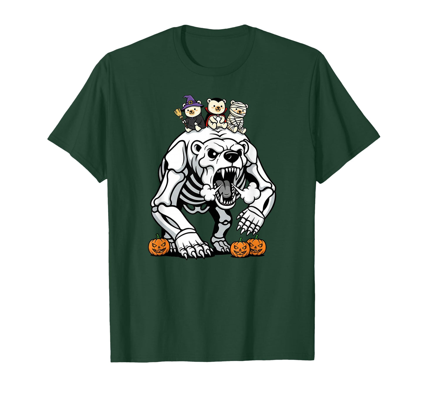 Polar Bear Skeleton Mummy Witch Halloween Kids Mens Womens T-Shirt