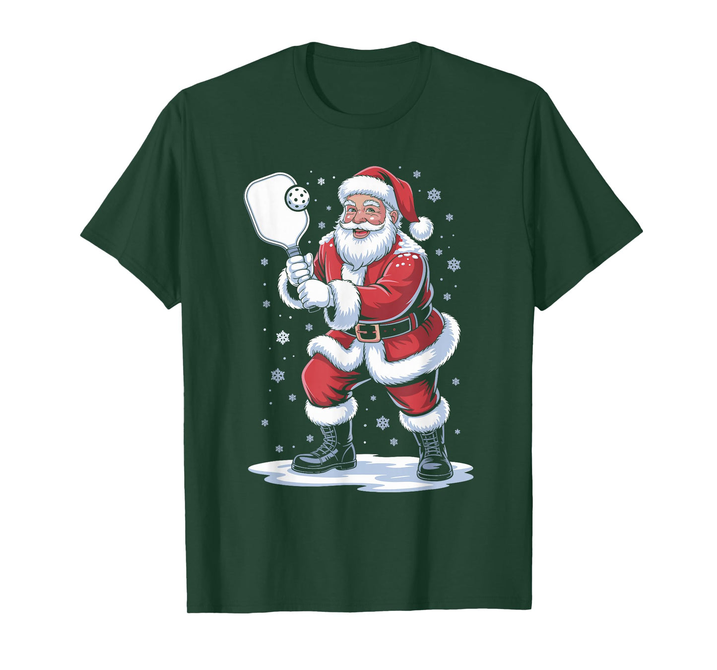 Santa Claus Pickleball Player Christmas Paddle for Men Women T-Shirt
