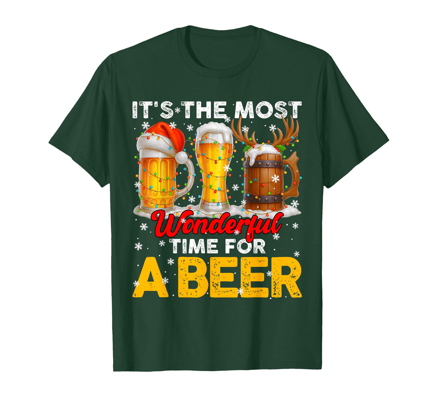 Wonderful Time for A Drink Santa Hat Christmas Xmas Men T-Shirt